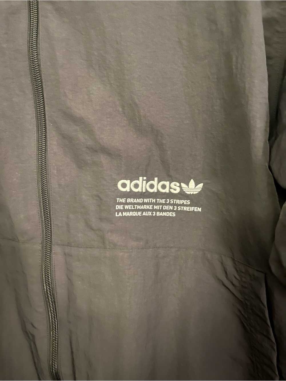 adidas Black Windbreaker full zip Jacket with Blue and Red Accents size medium - Picture 3 of 8